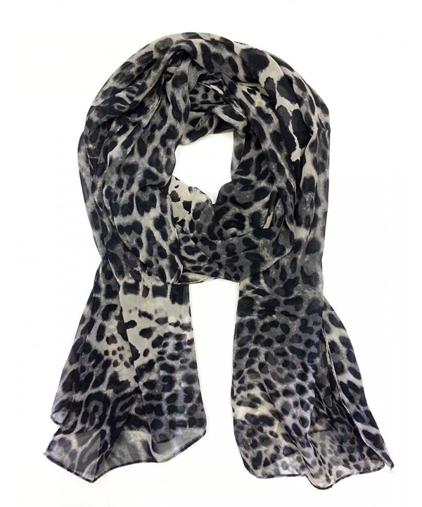 Styleinch Scarf Women's Valentine Chiffon Leopard Scarf - Gray - CX116SJHJC1