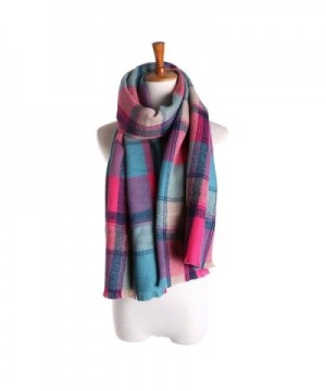 Women's Cashmere Scarf with Square Pattern - 3 C - CS1202RK3EF