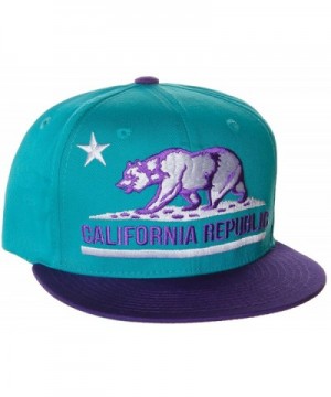 California Republic Unisex Flat Bill Visor Flag Bear Adjustable Plastic Snapback Hat Cap - - Blue - CT110MRLF25