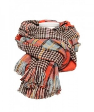 Staringirl Lovers Soft Houndstooth Reversible Dual Purpose Long Scarf Wrap Shawl - Orange - CZ11VBKF1OF