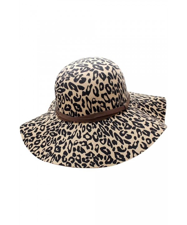 Luxury Divas Leopard Print Wool Floppy Hat - Beige - CH12LWWU46B