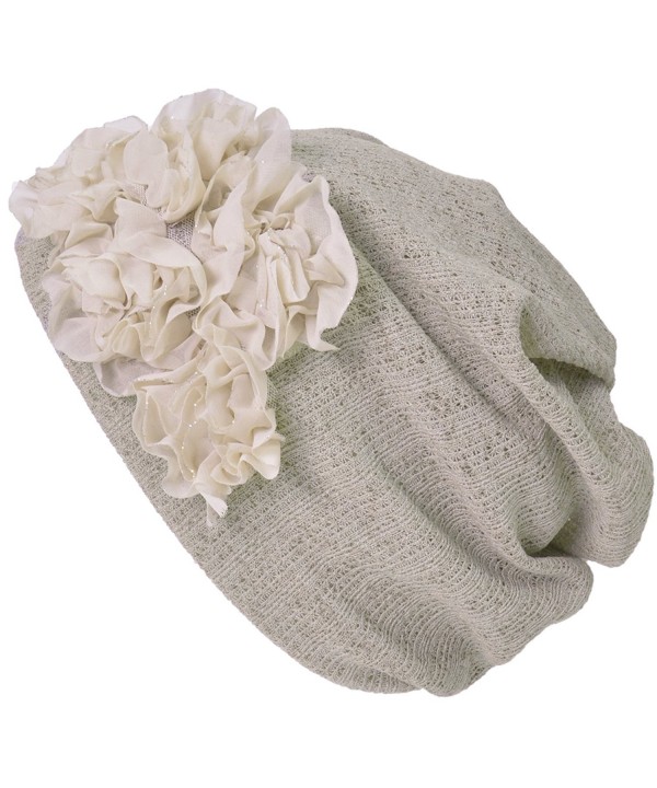 Casualbox Charm Womens Flower Headband Neck Warmer Beanie Hat 3 Way Summer Winter Retro Ladies - Beige - C117Z6AHLGY