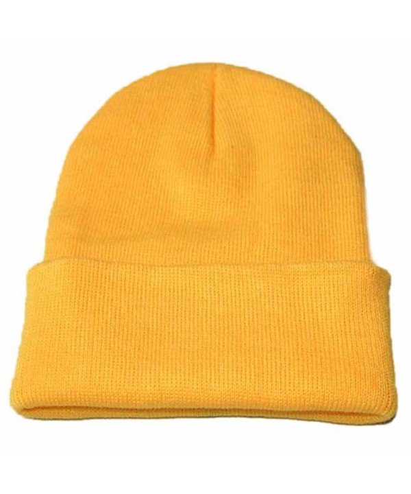 Bestpriceam Unisex Slouchy Knitting Beanie Hip Hop Cap Warm Winter Ski Hat - Yellow - CH187K4MCRR