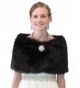 Tion Bridal Women's Faux Fur Wrap One Size- Black - C711FUIULQR