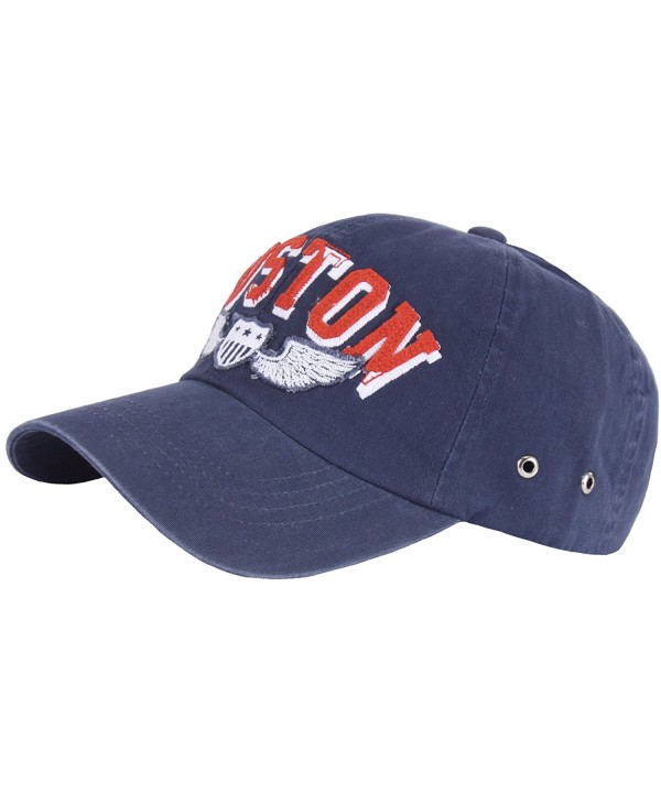 RaOn B163 BOSTON Pattern Logo Fashion Sports Design Ball Cap Baseball Hat Truckers - Navy - CQ183CK2YH6