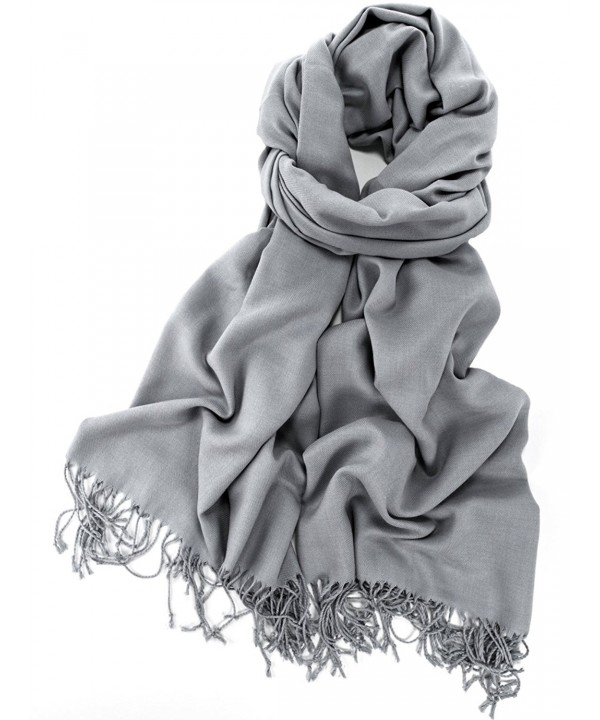 La Purse Solid Color Pashmina Shawl / Scarf - 40 Colors - Gray Flannel - CC11CGO3J3P