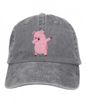 Men's Or Women's Pig Dabbing Yarn-Dyed Denim Baseball Hat Adjustable Trucker Cap - Ash - CG187W487D7