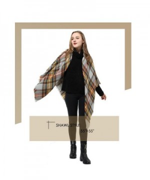 Womens Blanket Winter Tartan Checked in Cold Weather Scarves & Wraps