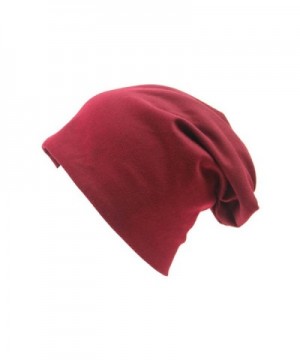 Opromo Unisex Baggy lightweight Hip-Hop Soft Cotton Slouchy Stretch Beanie Hat - Maroon - C1184T55QUO