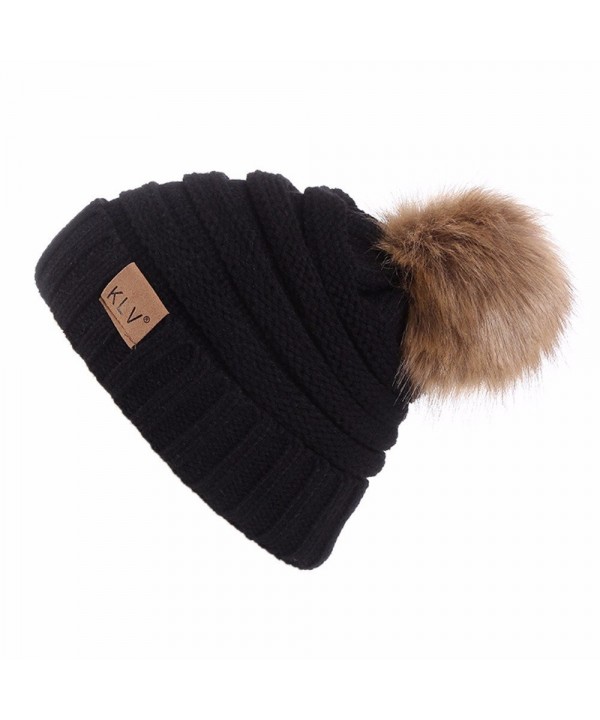 Womens Hat-Knit Turban Beanie Headwear Head Earmuffs Snow Ski Caps for Women - Black - CN188UR8O0M