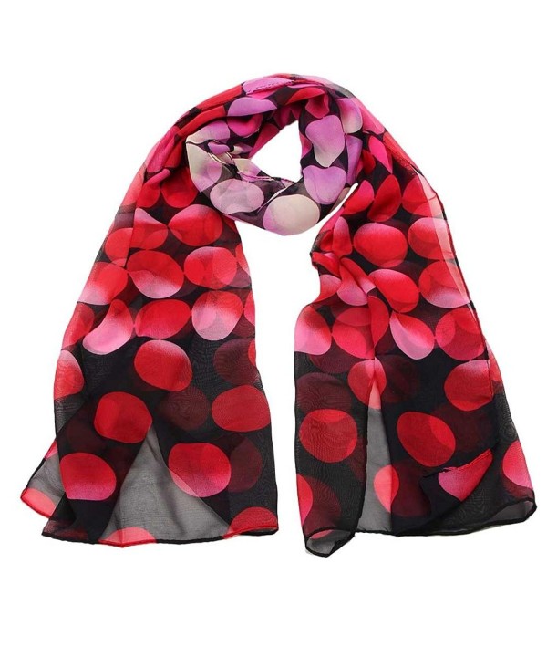 Women Chiffon Dotted Print Scarves Wraps Vovotrade - Red - CK1293FTKSH