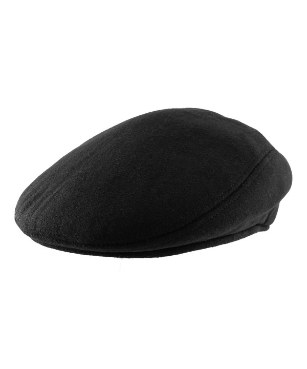 Morehats 100% Wool Flat Cap Cabbie Hat Gatsby Ivy Irish Hunting Newsboy Hunting Beret - Black(M) - CU11LHPI6PP