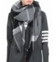 Afibi Women's Winter Oversized Cozy Plaid Checked Tartan Blanket Scarf Wrap Shawl - Black&grey - CN187EW2CUD