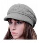 Women Lady Braided Warm Cabled Knit Winter Beanie Crochet Hats Newsboy Caps Gray - CX129B3VT85