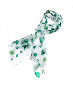 Shamrock and Hat Scarf for St Patrick's Day in White - CX11TZXH747