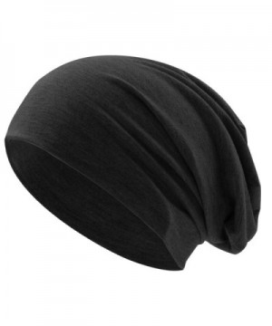 UPhitnis Slouchy Skull Cap Beanie Daily Long Soft Beanie Hat For Men & Women Without Pattern(10+ Colors) - Black - CP186OZUUW8