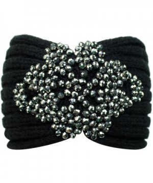 Black Knit Headband With Beaded Detail - CS110FSEA63