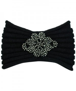 Black Knit Headband Beaded Detail in Women's Cold Weather Headbands