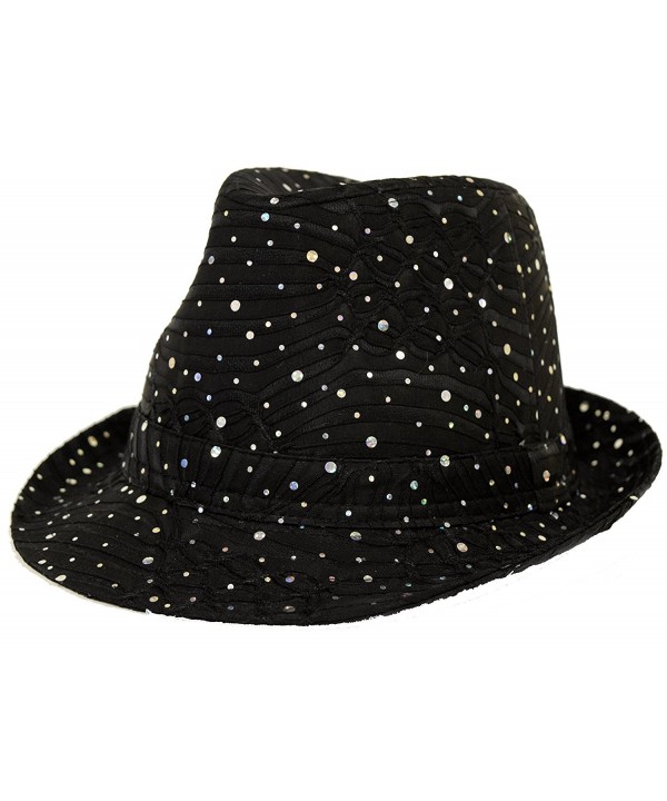 Bling Sparkle Glitter Fedora Hat / Black - C8113FAO16R