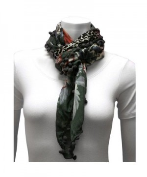 Multicolor Floral Square Scarf Pom Pom in Fashion Scarves