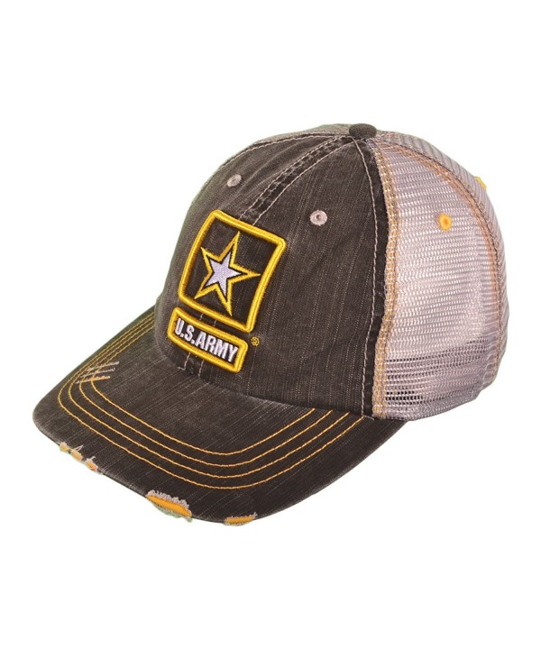 US Army Low Profile Unstructured Cotton Twill Distressed Trucker Hat - CY127PXL8Z7