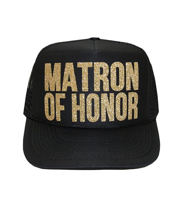 Classy Bride Matron Of Honor Glitter Trucker Hat - C717YKDA67K