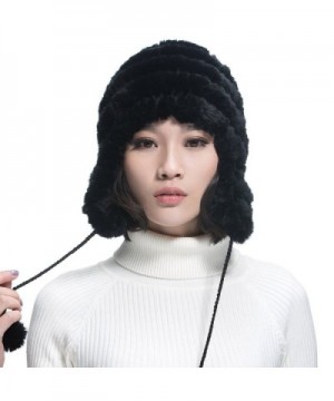 URSFUR Rabbit Peruvian Beanie Earfalp in Women's Bomber Hats