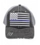 Thin Blue Line American Flag Police Wife Mom Women Glittering Distressed Trucker Style Cap Hat - CG17Z4L4EU5