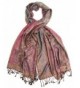 Amrita Scarf- Pashmina Indian Paisley Traditional Jacquard Shawl - Burgundy/Brown - CG188US7QWW