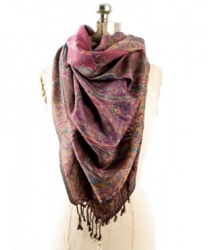 Pashmina Paisley Traditional Jacquard Burgundy in Wraps & Pashminas