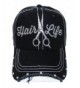 Silver Glitter "Hair Life" Scissor Black Baseball Cap W/Rhinestones Hat Hair Stylist - CA12O4RW15B