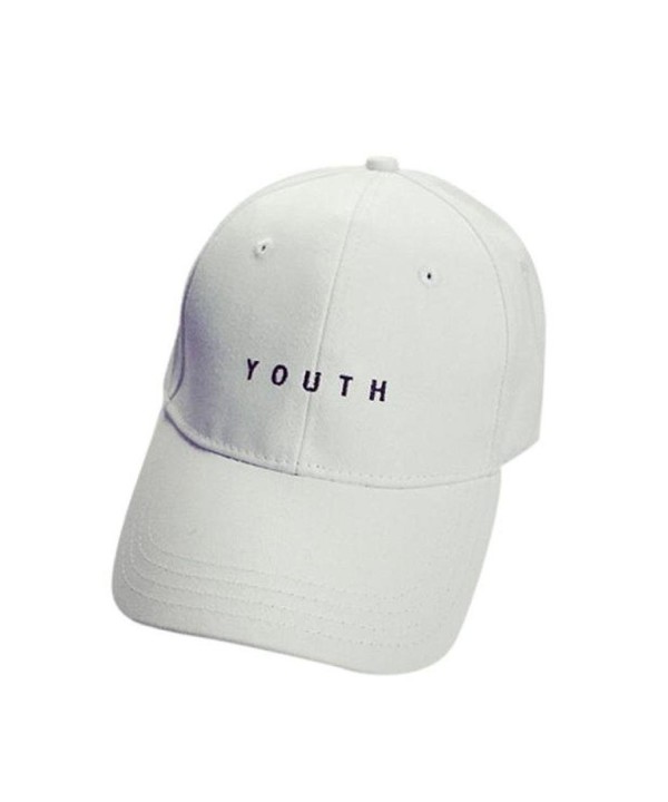 Kemilove Embroidery Letters "Youth" Cotton Unisex Baseball Cap Boys Girls Hat - White - CV12IFMIQH5