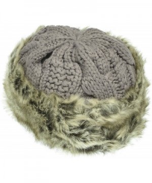 Hand By Hand Aprileo Women's Knitted Hat Faux Fur Lined Trim Cable Winter Beanie - Gray - CS12N117B1X