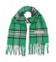 Soft Plaid Check Winter Scarf Warm Oblong 12"x72" Fringe Unisex - Green - C1180HDE5WQ