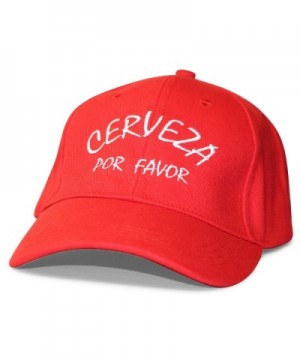 CITIGENTS Cerveza Por Favor Beer Please Party Hat Baseball Cap - Red - CF180XQDYM0