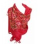 Premium Lush Embroidered Pashmina Feel Scarves Shawl Stole Wrap Head Scarf - Pink - CQ12O0T3Z25