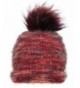 Women's Ultra-Soft Faux Fur Pompom Multicolor Knit Winter Beanie - Mix Burgundy - CS188U6G5ET