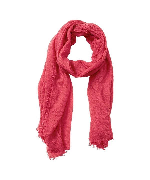 Tickled Pink Classic Soft Solid Stylish Long Lightweight Pashmina-Like Cotton Blend Scarf 38 x 70" - Coral - CD184WG7CIE