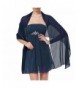 Nafusen Womens Chiffon Soft Wrap Scarf Shawl for Bridal Evening - Navy Blue - CV186XDXOKZ