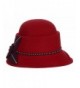 Jelord Women Winter Flower Wool Felt Cloche Bucket Bowler Hat - Red - CR186W550ZR