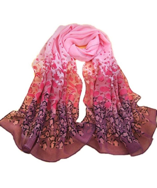 Sannysis(TM) Bling Shine Gradual Change Color Long Chiffon Wraps Shawl Soft Scarves - Pink - C911OGLX1CP