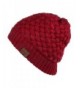 Hatsandscarf CC Knit Warm Inner Lined Soft Stretch Skully Beanie Hat(HAT-47) - Burgundy - C1189NA6M2A
