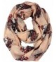 Lina & Lily Gothic Style Rose Skull Print Women's Infinity Scarf Lightweight - Nude - CT11U5K6Q4L