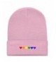 Gay Pride "Rainbow Hearts" Embroidered Fold Over Beanie - Classic Pink - CT1874297QE