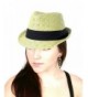 NYFASHION101 Women's Paper Woven Straw Fedora Hat w/ 3 Tier Band - Sage - CD11MML4B0H