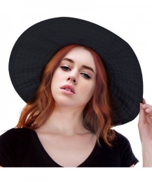 Women's Floppy Large Brim Beach Sun Hat with Ribbon - Black - CK183M8C643