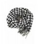 Fashion Secrets Plaid Cashmere Feel Soft Oblong Scarf Neck Wrap W Fringes Ends - Houndstooth Black - White - C712NU1VZ4Y