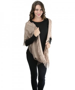 ToBeInStyle Womens Ribbed Fringe Infinity in Cold Weather Scarves & Wraps