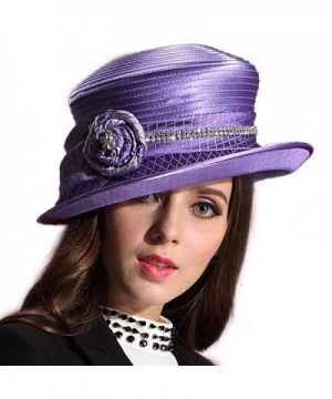 June's Young Women Hat Wide Brim Sparkling Flower Church Hats for Ladies - CC11RUFDZOD