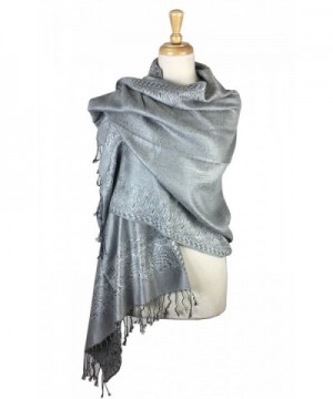 Paskmlna Border Pattern Double Layered Reversible Woven Pashmina Shawl Scarf Wrap Stole - 26 - C117YUGL6LK